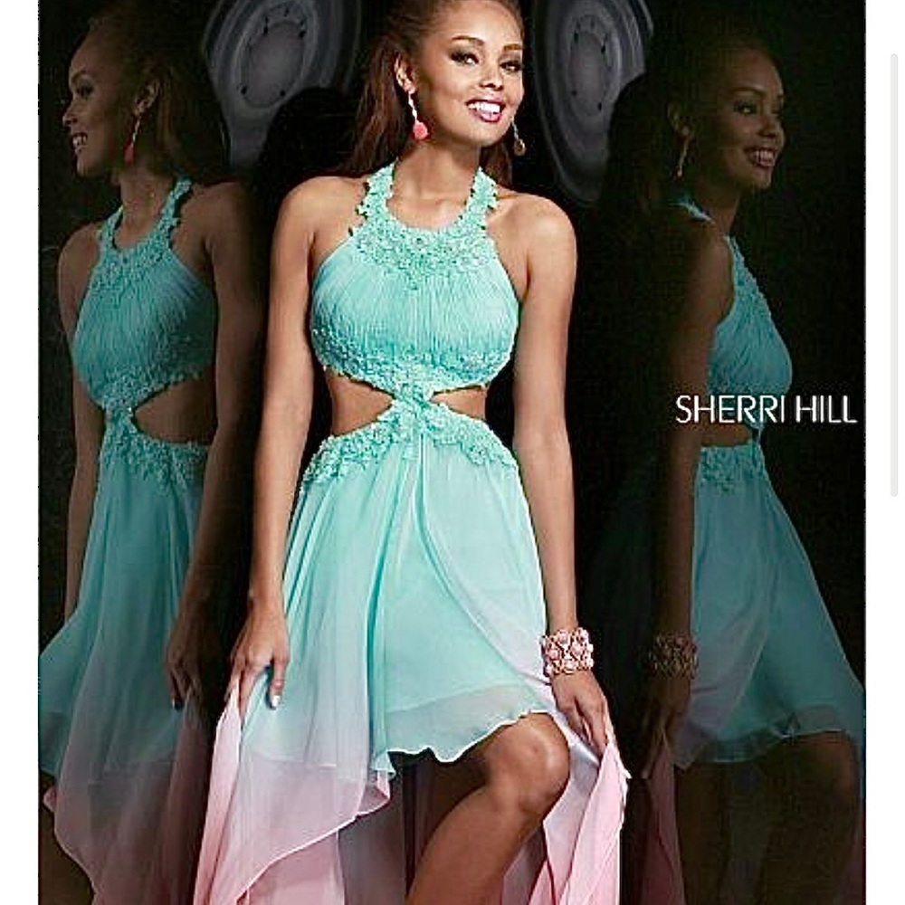 Dress - Sherri Hill, High/Low, Ombré’ Halter